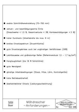 Mähdrescher -Anforderungen-