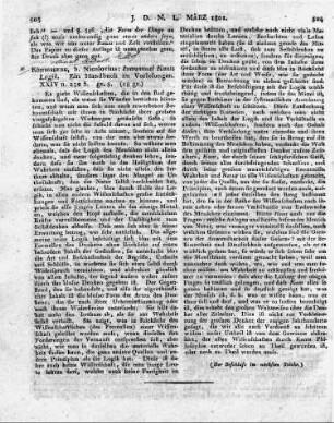 Königsberg, b. Nicolovius: Immanuel Kants Logik. Ein Handbuch zu Vorlesungen. XXIV u. 232 S. gr. 8.