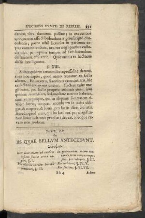 Sect. IV. de Iis Quae Bellum Antecedunt.