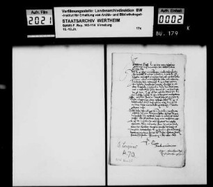 Verschiedene Prozesse und Streitigkeiten Grafen von Manderscheid bzw. der Grafen von Löwenstein-Wertheim, u.a. um das Erbe der Grafen von Manderscheid.