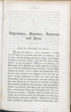 Aphorismen, Maximen, Sentenzen und Ideen.