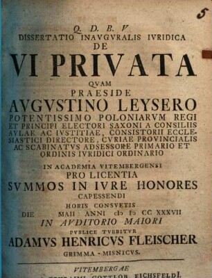 Disp. inaug. iur. de vi privata