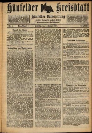 Erste Ausgabe vom Samstag, den 01. Januar 1927.