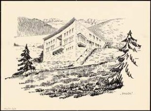 Skihütte Monatskonkurrenz November 1930: Perspektivische Ansicht