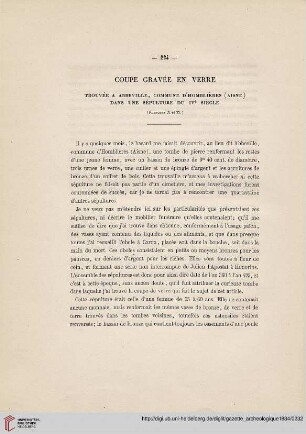 Coupe gravée en verre trouvée à Abbeville, commune d’Homblières (Aisne) dans une sépulture du IVe siècle