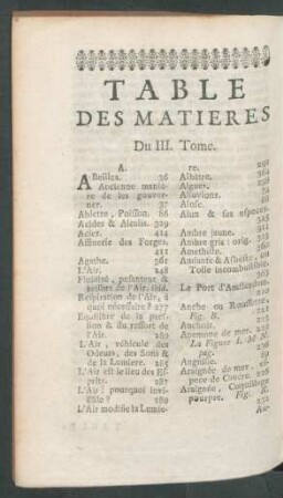Table des matieres Du III. Tome.