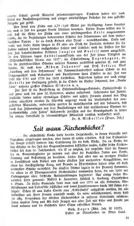 Seit wann Kirchenbücher?