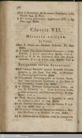 Classis VII. Historia antiqua