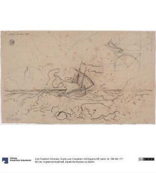 Scylla und Charybdis mit Segelschiff