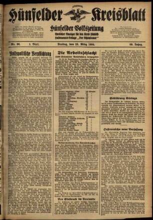 Erste Ausgabe vom Freitag, den 23. März 1934.
