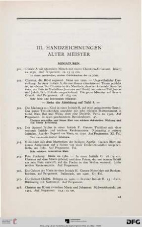 III. Handzeichnungen alter Meister (Nr. 320-493)