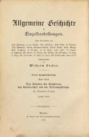 Das Zeitalter der Revolution, des Kaiserreiches und der Befreiungskriege : mit Porträts, Illustrationen und Karten, 2