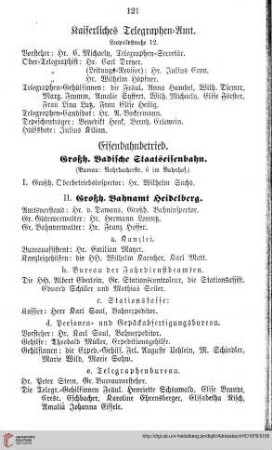Kaiserliches Telegraphen=Amt, Eisenbahnbetrieb