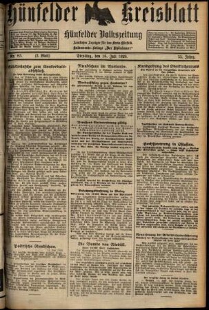 Zweite Ausgabe vom Dienstag, den 16. Juli 1929.