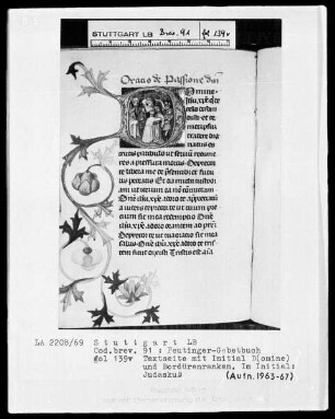 Gebetbuch des Konrad Peutinger — Initiale D (omine), darin der Judaskuß, Folio 139verso