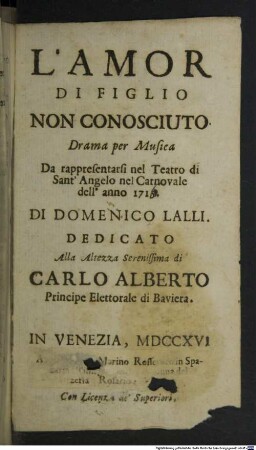 L' amor di figlio non conosciuto