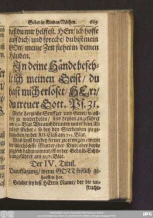 Der IV. Titul. Dancksagung/ wenn Gott frölich geholffen hat.