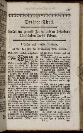 Dritter Theil. Lieder für gewisse Zeiten und in besondern Umständen dieses Lebens.