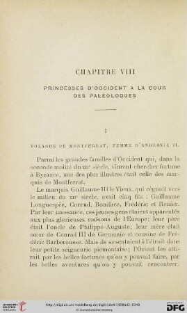 Chapitre VIII: Princesses d’Occident à la cour des Paléologues