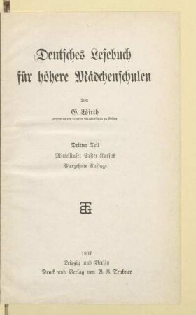 Teil 3, [Schülerband]: Mittelstufe: Erster Kursus