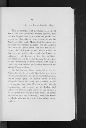 Berlin, den 20. December 1891.