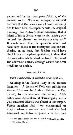 Stanza CXLVIII. [Enquiry respecting the Story and the Site of the Temple of the Roman Piety]