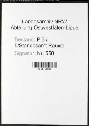 Sterberegister Standesamt Castrop-Rauxel Rauxel