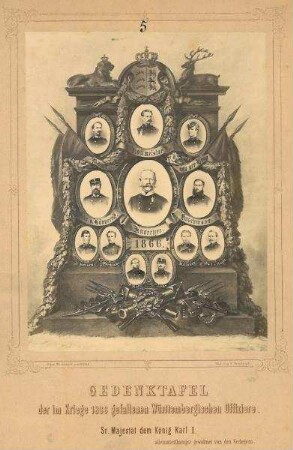 Gedenktafel der im Krieg 1866 gefallenen Württemberger Offiziere Sr. Majestät dem König Karl I allerunterthänigst gewidmet von den Verlegern