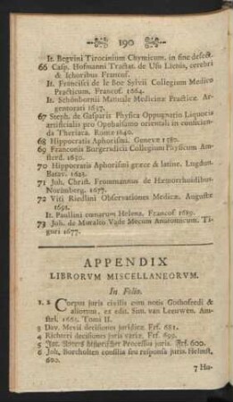 Appendix Librorum Miscellaneorum