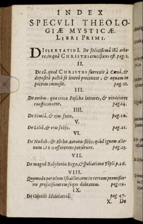 Index Speculi Theologiæ Mysticæ.