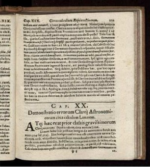 Cap. XX. Demonstratio errorum Clavii Astronomicorum circa calculum Lunarem