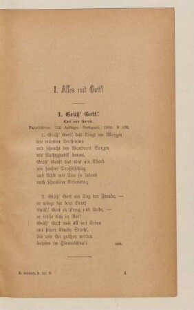 I. Alles mit Gott!