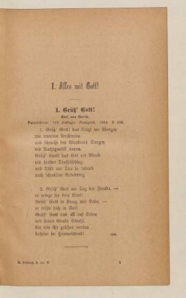 I. Alles mit Gott!