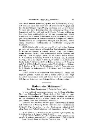 Herbart oder Niethammer