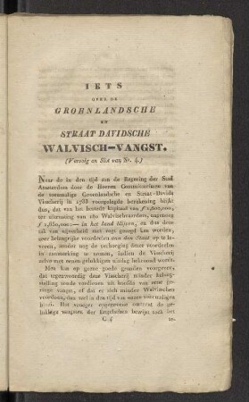 Iets over de Groenlandsche en Straat Davidsche Walvisch-Vangst. (Vervolg en Slot van No. 4.)