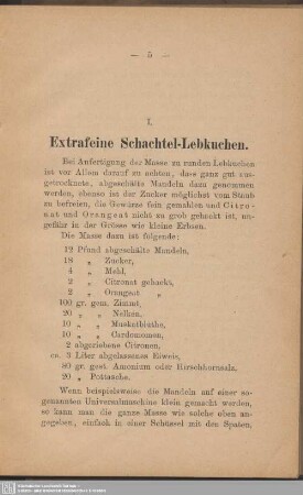 I. Extrafeine Schachtel-Lebkuchen