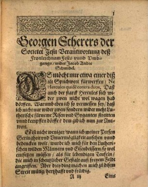 Verantwortung Deß Fronleichnam Fests vnd Vmbgangs, wider Jacobum Andre Schmidel