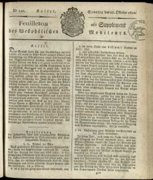 No. 142, Sonntag, den 28. Oktober 1810