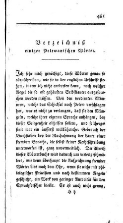 Verzeichniß einiger Pelewanischen Wörter
