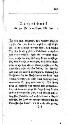 Verzeichniß einiger Pelewanischen Wörter