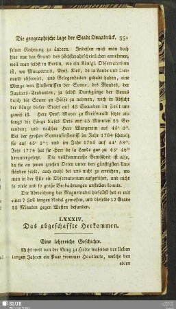 LXXXIV. Das abgeschaffte Herkommen