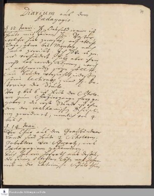 Tagebuch von Hieronymus Freyer.