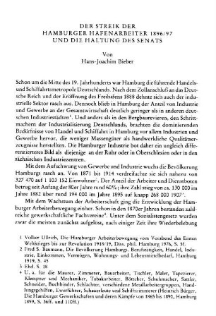 Der Streik der Hamburger Hafenarbeiter 1896/97 und die Haltung des Senats