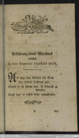 Erklärung eines Wunders, welches in der Legende erzehlet wird