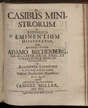 De Casibus Ministrorum in Republica Eminentium Dissertatio