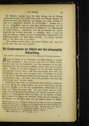 ¬Die¬ Temperamente der Schüler und ihre pädagogische Behandlung