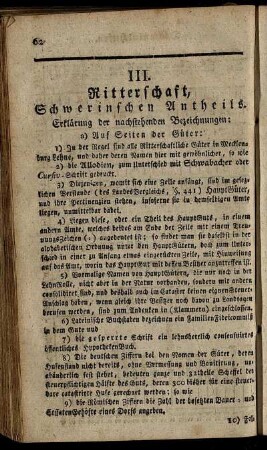 III. Ritterschaft, Schwerinschen Antheils