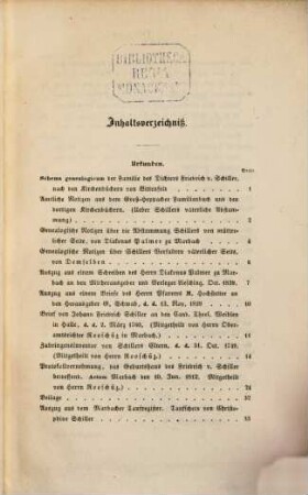 Urkunden über Schiller und seine Familie : mit einem Anhang von 5 neuen Briefen, worunter ein Autographum