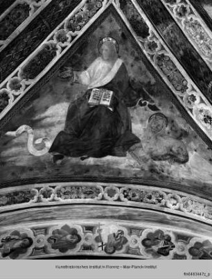 Innendekoration der Kirche San Michele Arcangelo : Gewölbekappen mit den Vier Evangelisten