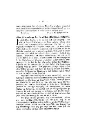 Eine Lebensfrage der deutschen Maschinen-Industrie